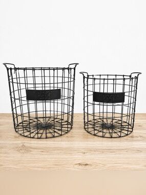 Magnolia Home **Set of 2** Black Wire Storage Baskets Hearth & Hand